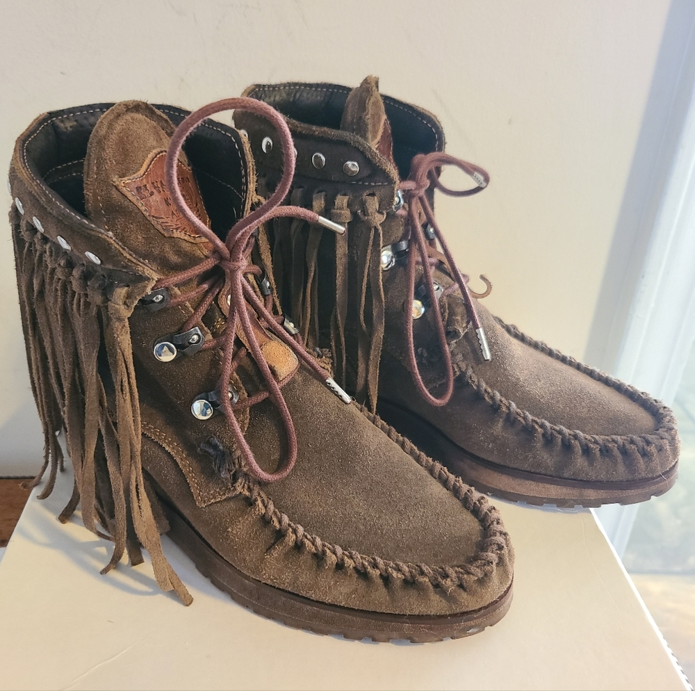 El Vaquero Mayclip Wornout Antilope Moccasin Boots Size 37
